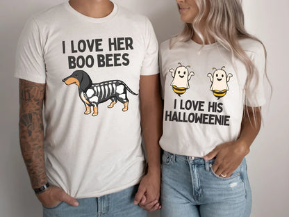 Halloweenie & Boo Bees Funny Matching Halloween Couple Shirt