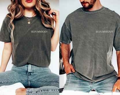 Couple Matching Personalized Roman Numeral T-shirt