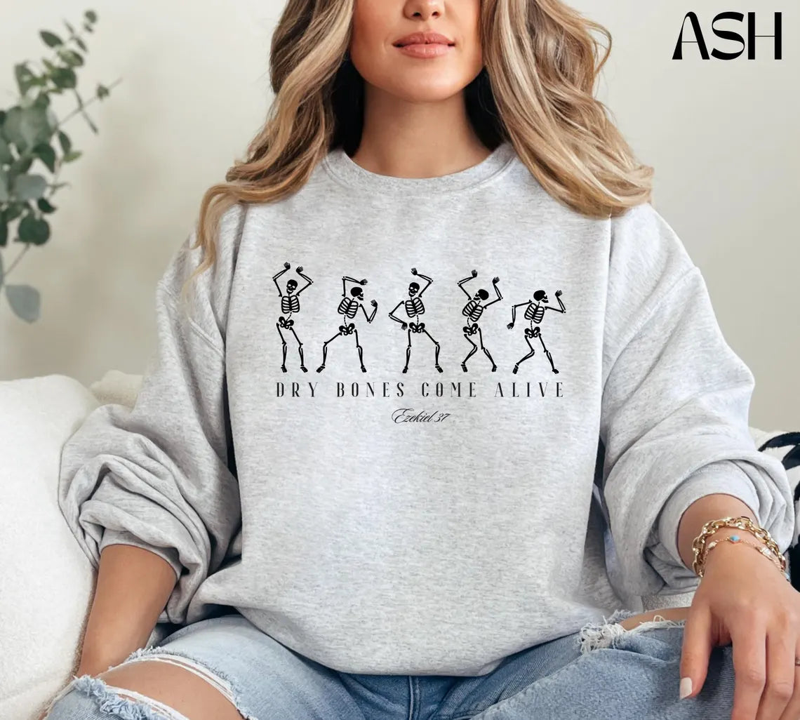 Dancing Skeleton Sweatshirt Christian Halloween Sweatshirt